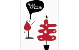 Tarjeta Díptica Navidad Árbol Rojo Vertical (10 unidades)