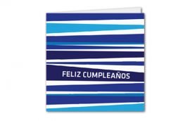 Tarjeta Díptica Cumpleaños Rayas Azul Cuadrada (10 unidades)