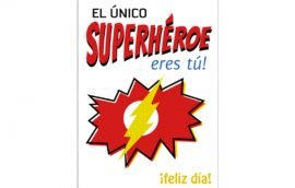 Tarjeta Díptica Papá Super Héroe Vertical (10 unidades)