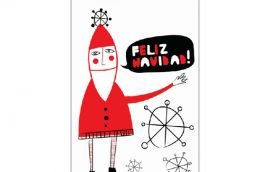 Tarjeta Díptica Navidad Viejito Pascuero Vertical (10 unidades)